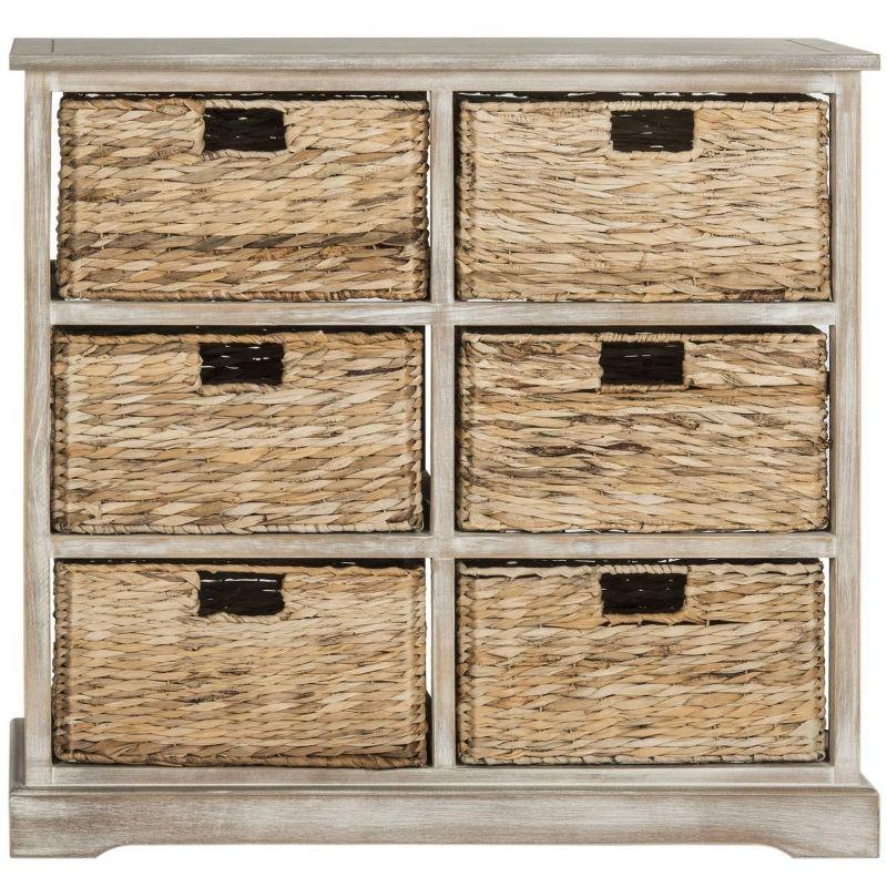 Keenan 6 Basket Storage Chest - AMH5740 - White Wash - Safavieh Couture