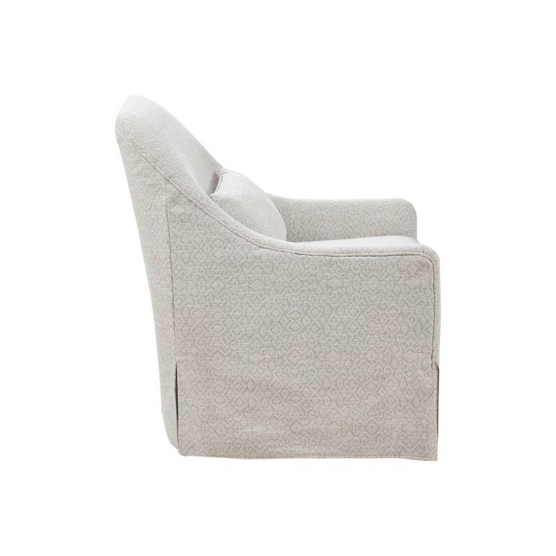 Wilmington Swivel Glider Chair Ivory/Black: Madison Park, Polyester Upholstery, Metal Legs, Foam Fill