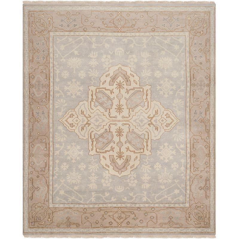 Elysian Light Blue Traditional Hand-Knotted Wool Area Rug, 8' x 10'