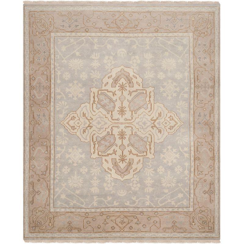 Oushak OSH233 Hand Knotted Area Rug - Light Blue/Brown - 8'x10' - Safavieh.