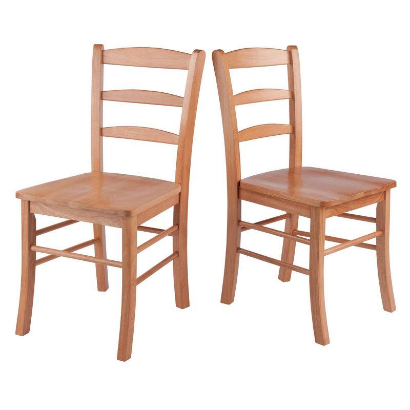 Mid-Century Modern Light Oak Ladderback Side Chair Set