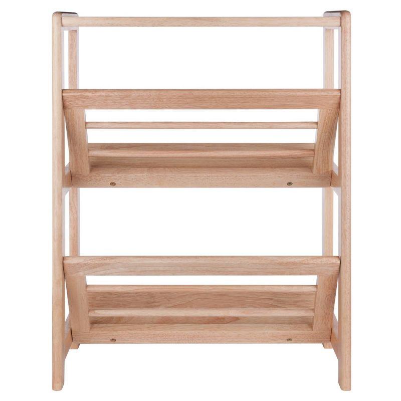 Natural Wood 2-Tier Tilted Bookshelf