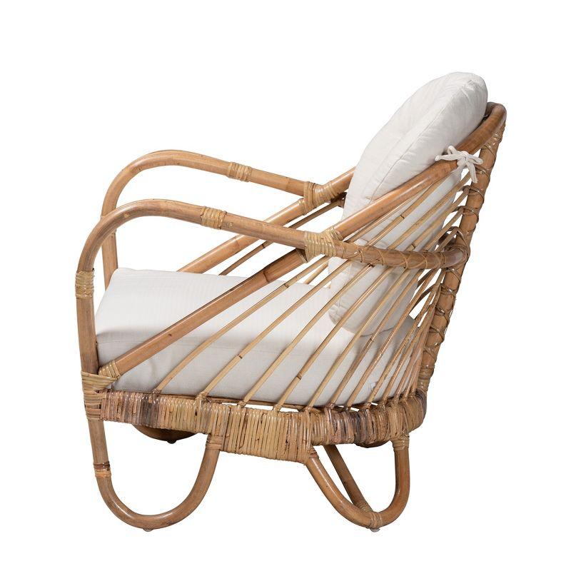 bali & pari Aliane Modern Bohemian Natural Brown Antique Rattan Armchair