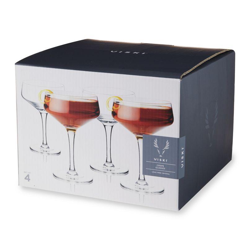 Viski Angled Stemmed Crystal Coupe Cocktail Glasses Set of 4