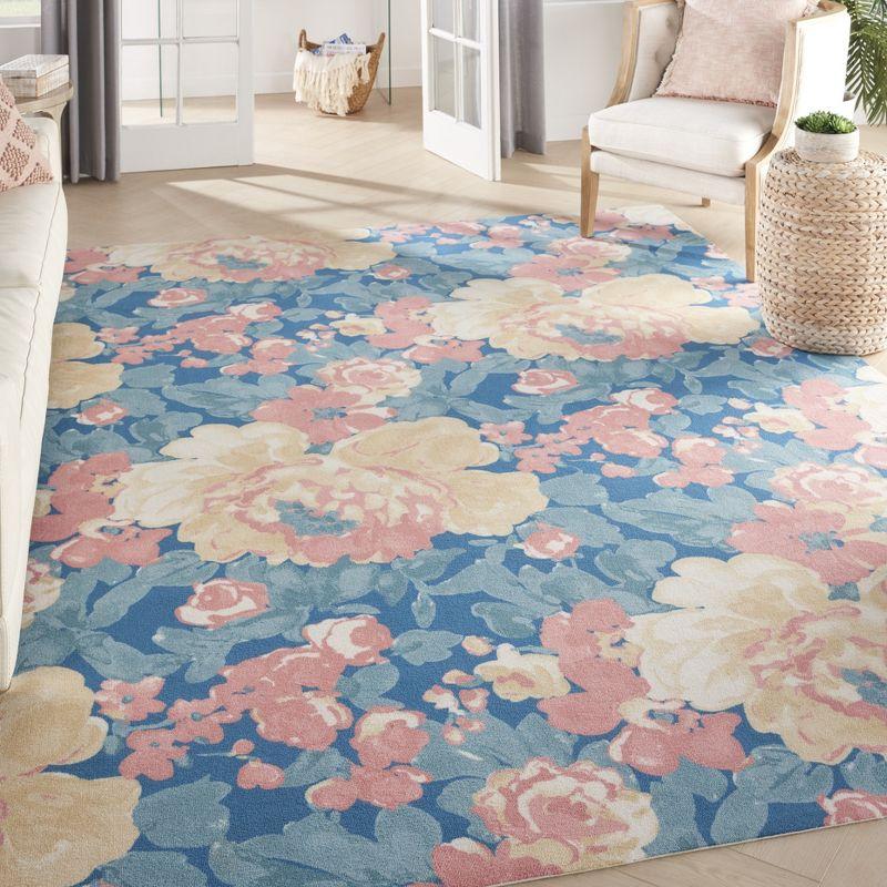 Waverly Floral Blue Outdoor Area Rug