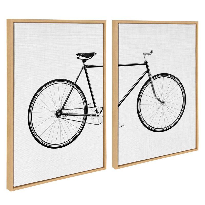 2pc 23" x 33" Sylvie Bicycle by Simon Te of Tai Prints Framed Wall Canvas Natural - Kate & Laurel All Things Decor