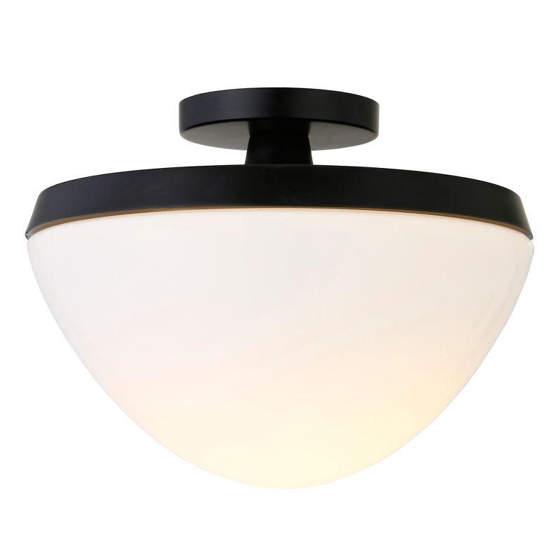 Modern Art Deco 12" Matte Black Semi Flush Mount with Glass Shade