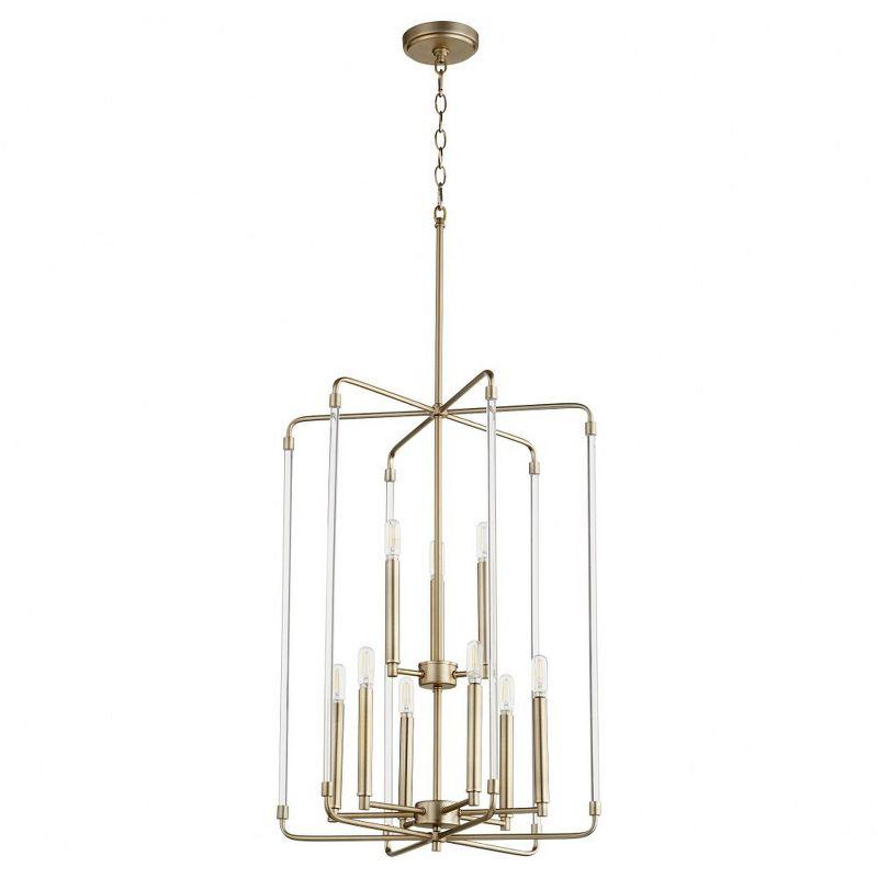 Quorum Lighting Optic 9-Light 2-Tier Entry Pendant, Aged Brass, 20W x 28H
