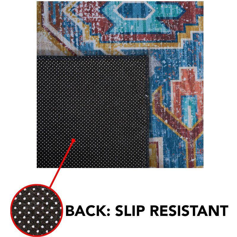 Tucson Vintage Persian TSN116 Power Loomed Machine Washable Skid-Resistant Indoor Accent Rug - Blue/Rust - 3'x5' - Safavieh