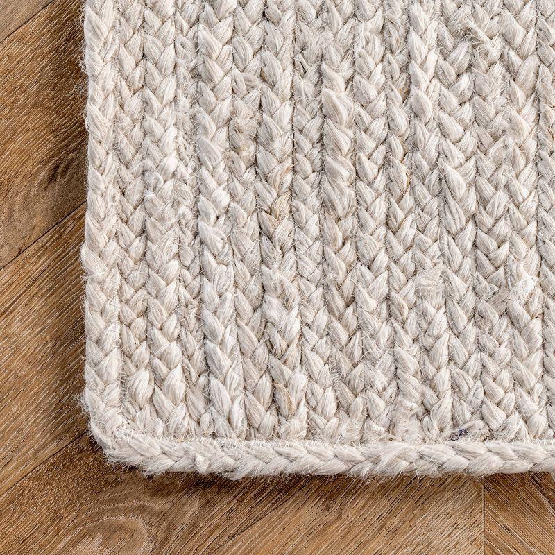 Eco-Friendly Artisanal Off White Braided Jute Rug 3' x 5'