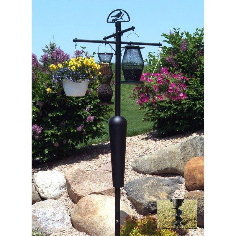 Squirrel Stopper Deluxe Squirrel Proof Pole System, 96 in Tall Wrap-Around Bird Feeder Baffle, Holds up to 8 Feeders, Black