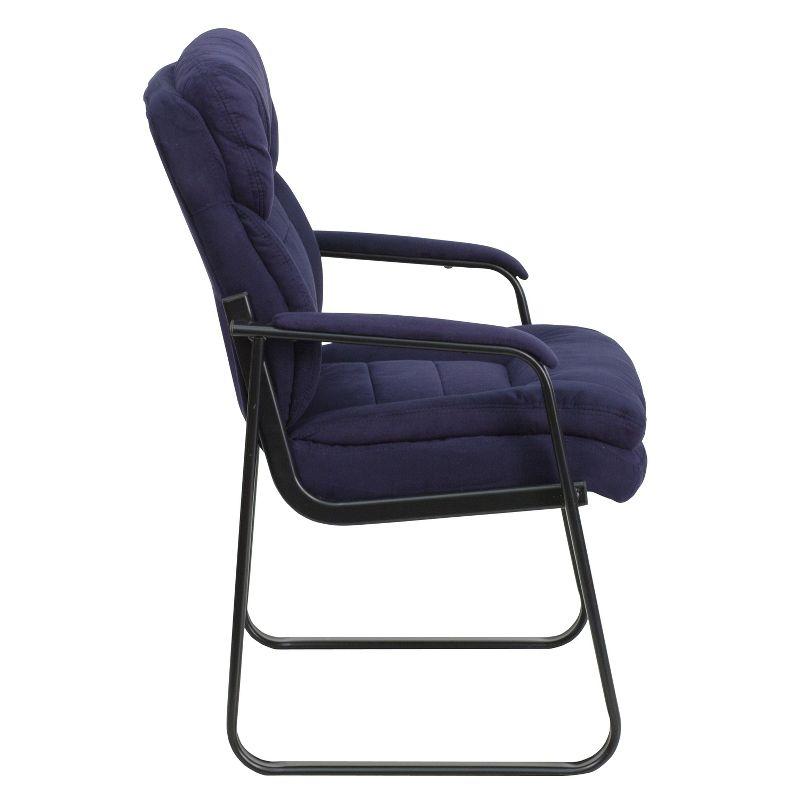 ErgoComfort Navy Microfiber Executive Side Chair with Metal Sled Base