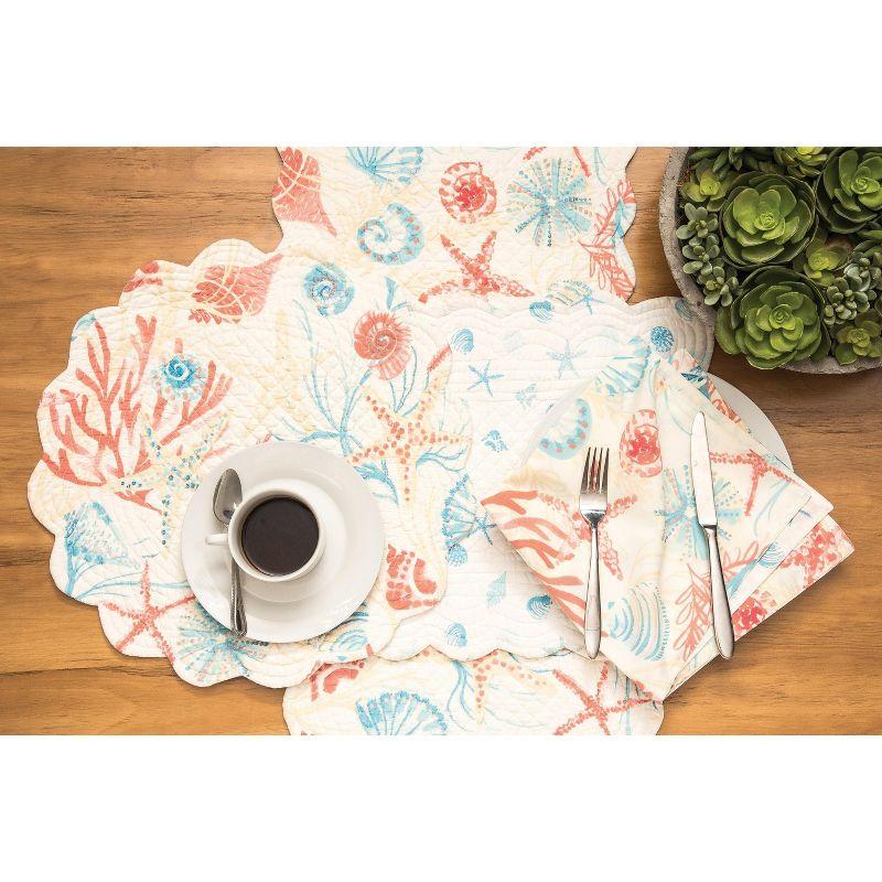 Nautical Cream and Blue Scallop Round Placemats Set of 6