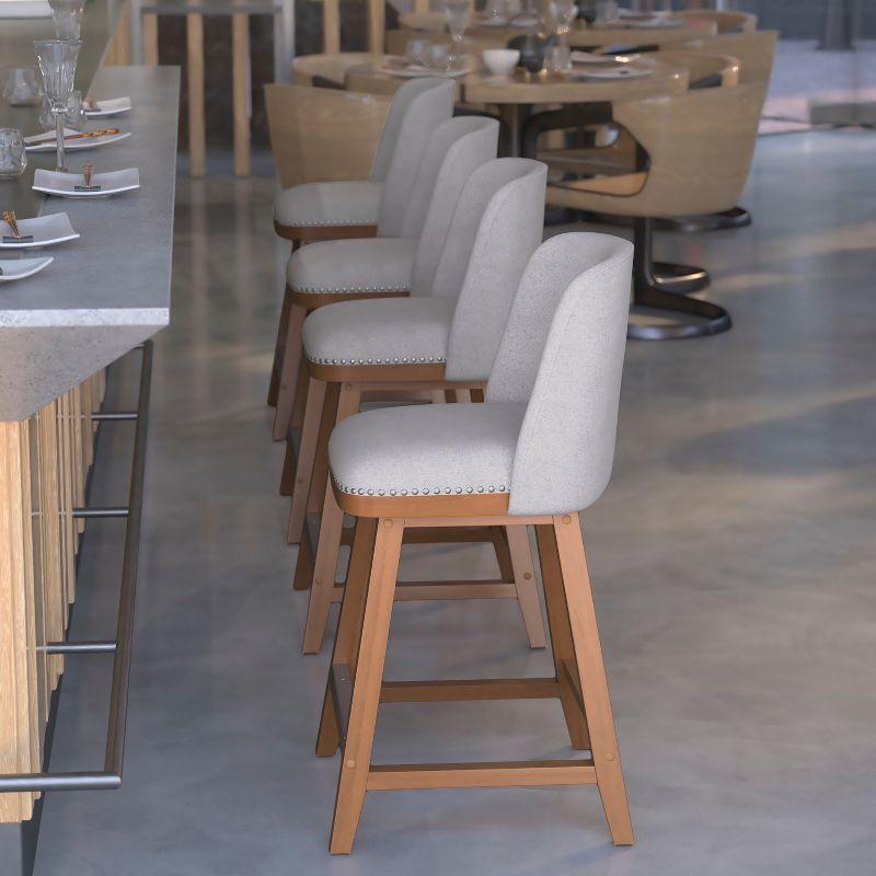 Flash Furniture Julia Set of 2 Transitional Upholstered Counter Stools with Nailhead Trim and Solid Wood Frames