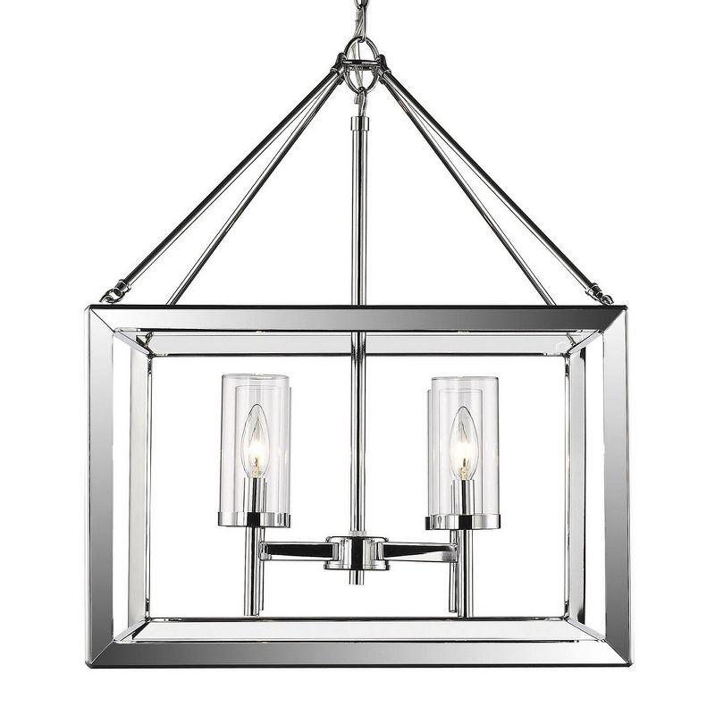 Chrome Cage 4-Light Chandelier with Clear Glass Shades