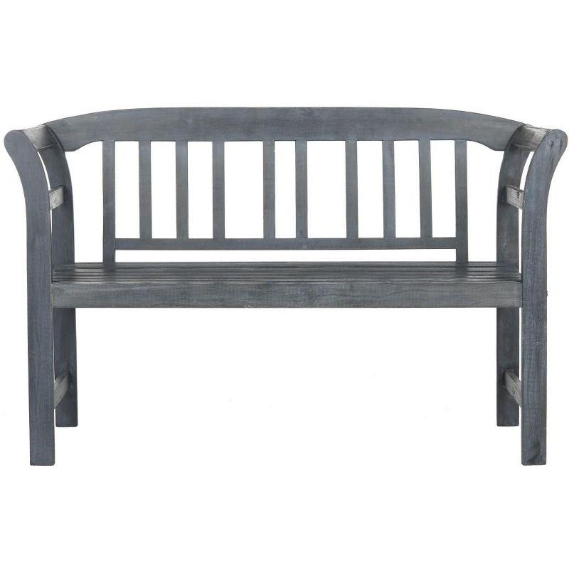 Transitional Ash Grey Acacia Wood 2-Seat Outdoor Bench