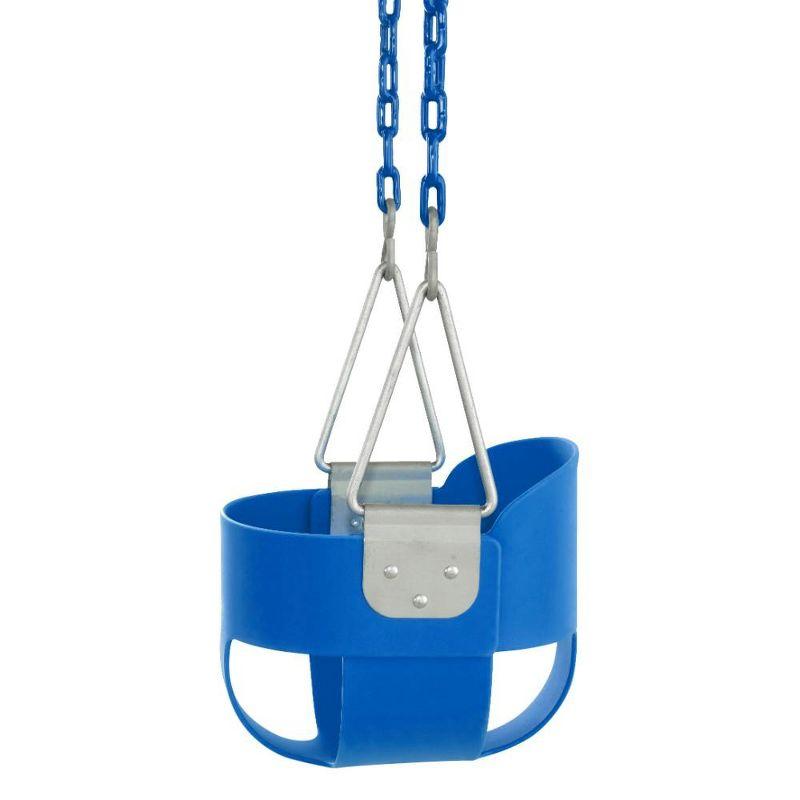 Swingan High Back, Full Bucket Toddler & Baby Swing with Vinyl Coated Chain - Fully Assembled - Blue