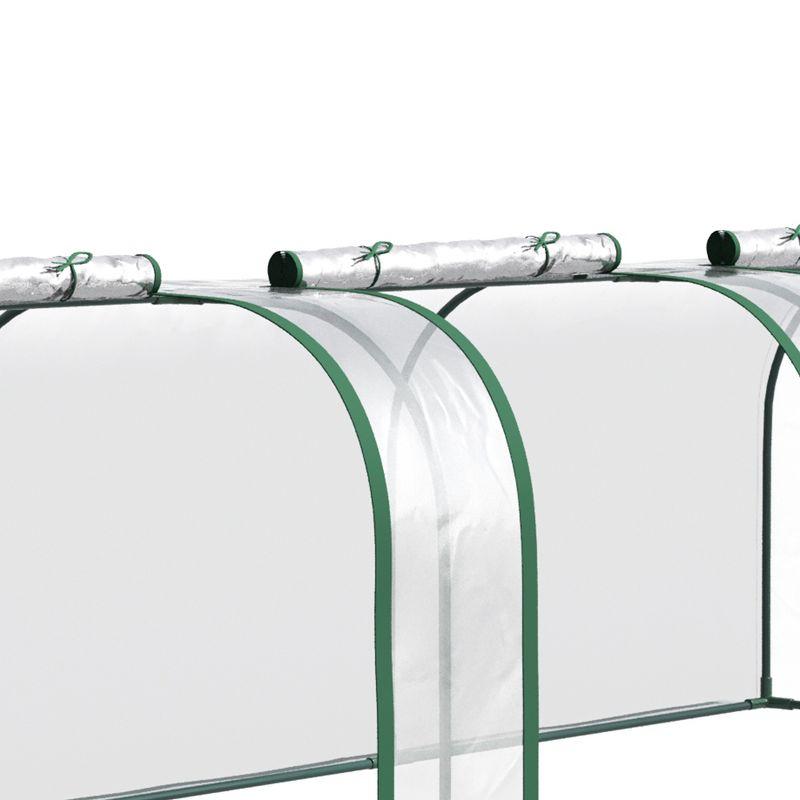 Outsunny Mini Greenhouse, 10' x 3' x 2.5' Portable Tunnels, 3 Roll-Up Zip Doors, UV Waterproof Plastic Cover, Steel Frame, Clear