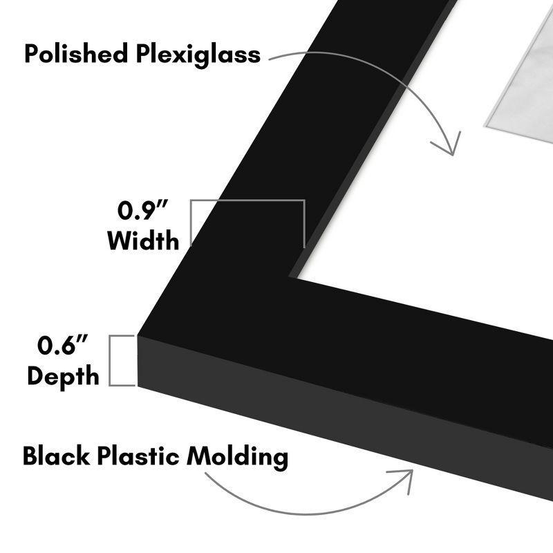 Americanflat 5 Pack of 8x12 Frames with 6x8 Mat - Plexiglass Cover - Black
