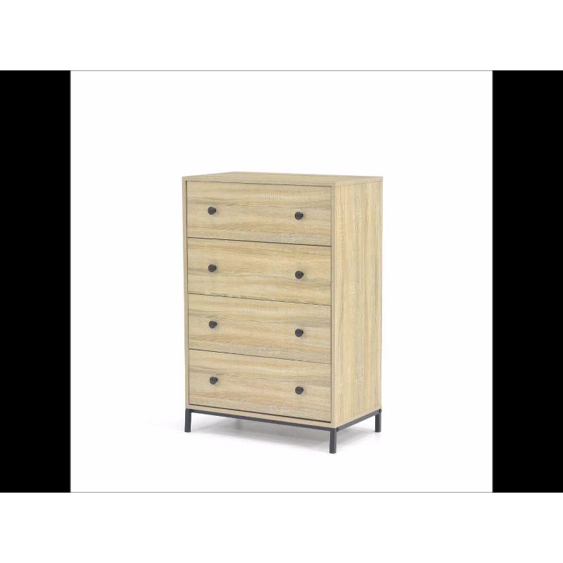 Charter Oak Industrial 4-Drawer Chest with Black Metal Base