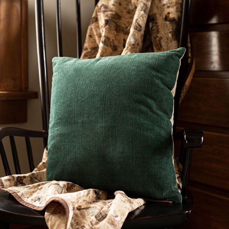 18x18 Corduroy Velvet Filled Throw Pillow Green Cotton, Rayon & Polyester by Foreside Home & Garden