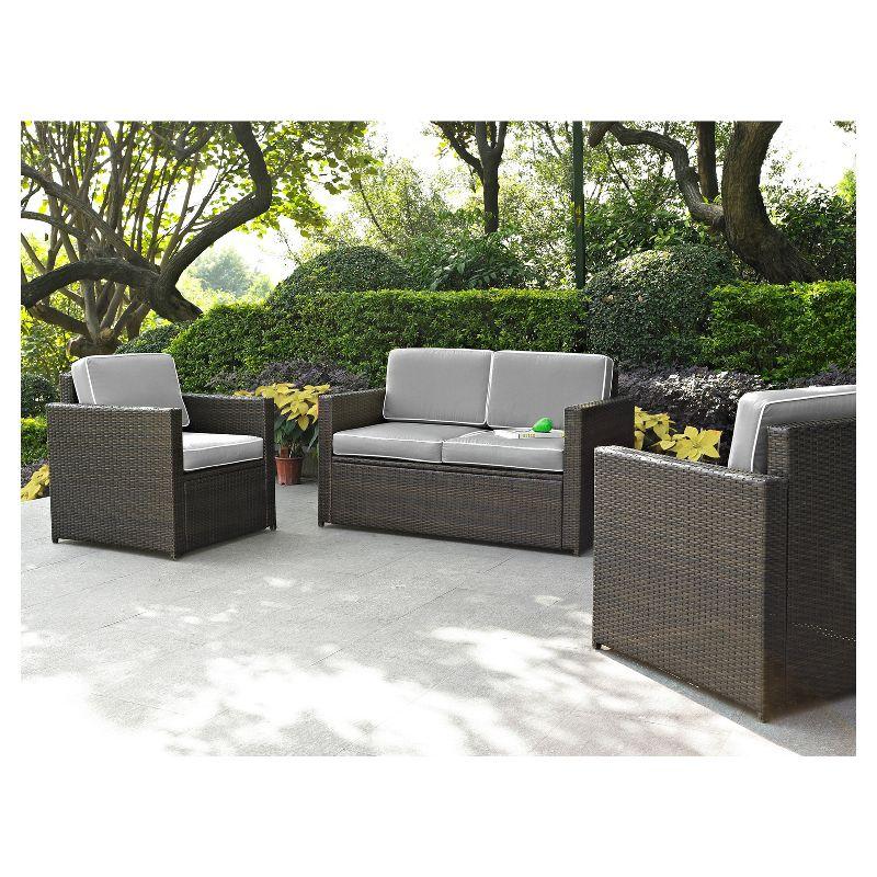 Palm Harbor 3pc All-Weather Wicker Patio Seating Set - Gray - Crosley: Outdoor Furniture Set with Cushions & Steel Frame