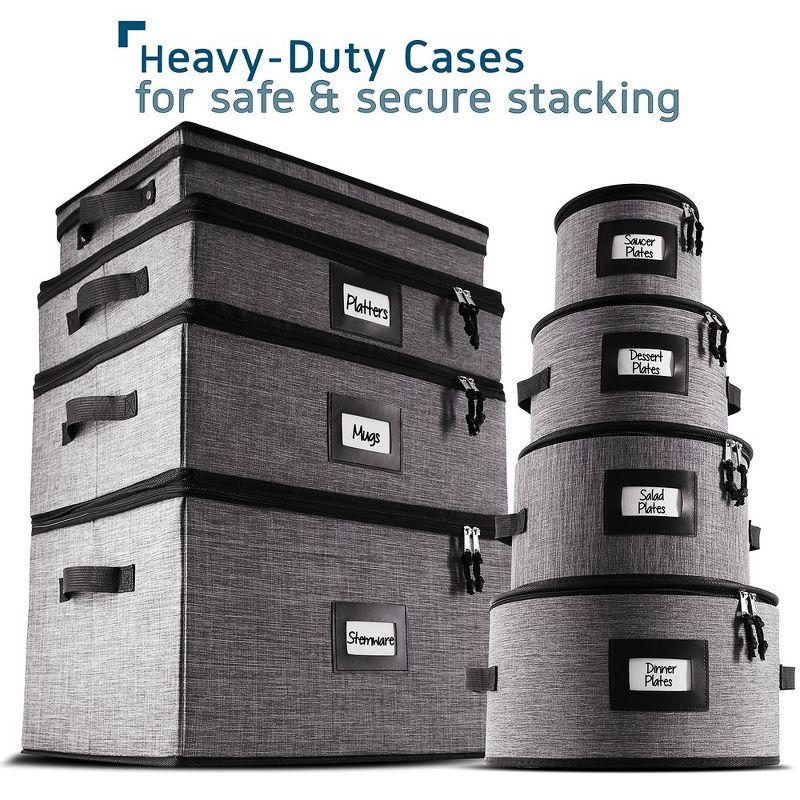 StorageBud 2 Pack Wine Glass Storage Box, Quilted and Stackable Stemware Storage Cases - Service of 12 each