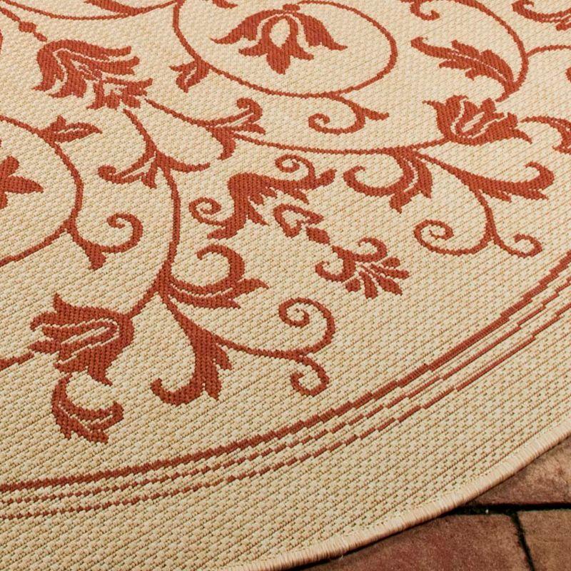 Courtyard CY2098 UV & Stain Resistant Non-Shedding Power Loomed Indoor/Outdoor Area Rug - Natural/Terra - 7'10" Round - Safavieh