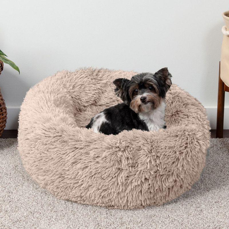 Calming Cuddler Long Fur Donut Bed