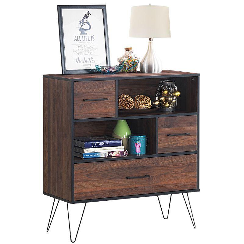 Tangkula Multipurpose Sideboard Storage Cabinet Unit w/Metal Leg &Drawer Walnut