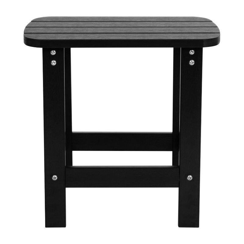 Flash Furniture Set of 2 Savannah Commercial Grade All-Weather Poly Resin Wood Adirondack Rocking Chairs with Side Table in Black