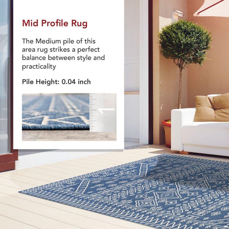 Nuloom Kandace Geometric 4x6 Indoor/Outdoor Area Rug for Living Room Patio Deck Front Porch Kitchen, Blue/Ivory