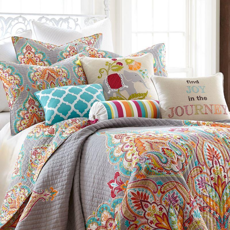 Gray Twin Reversible Cotton Quilt Set