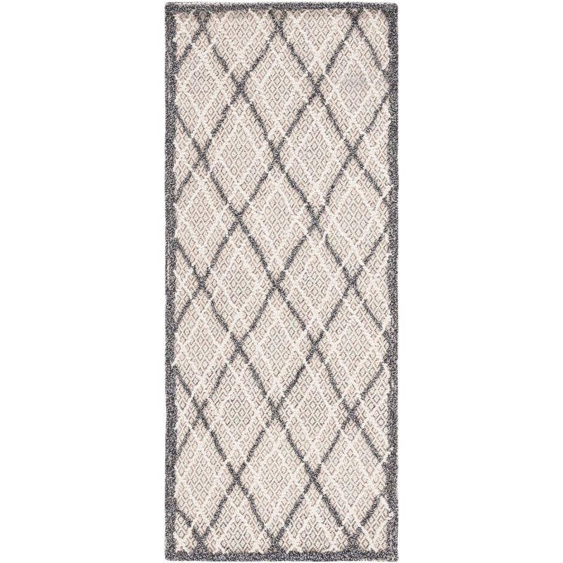 Gray Handmade Wool Tufted Rectangular Area Rug 27" x 4"