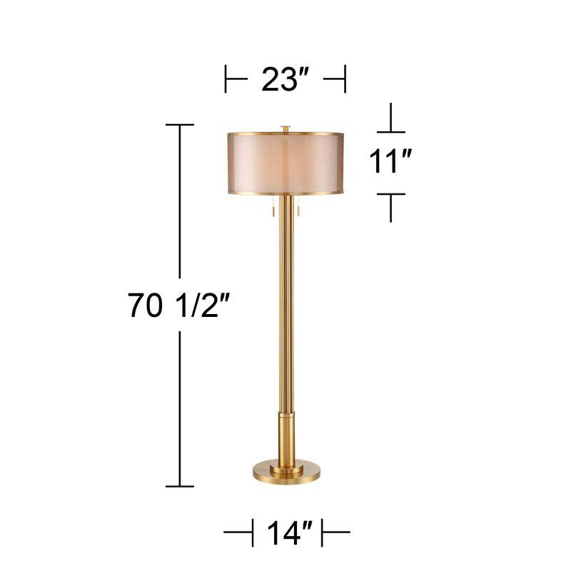 Granview 70.5" Antique Brass Metal Floor Lamp with Organza and Linen Shade