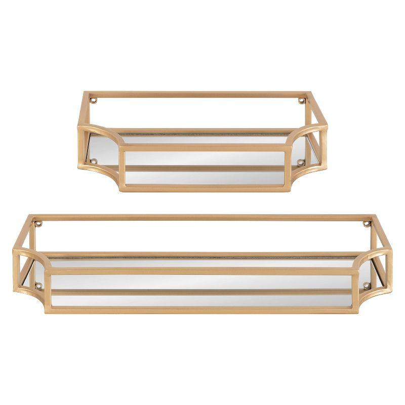 Kate & Laurel All Things Decor 2pc Ciel Metal Wall Shelf Set Gold: MDF Floating Shelves, No Assembly Required