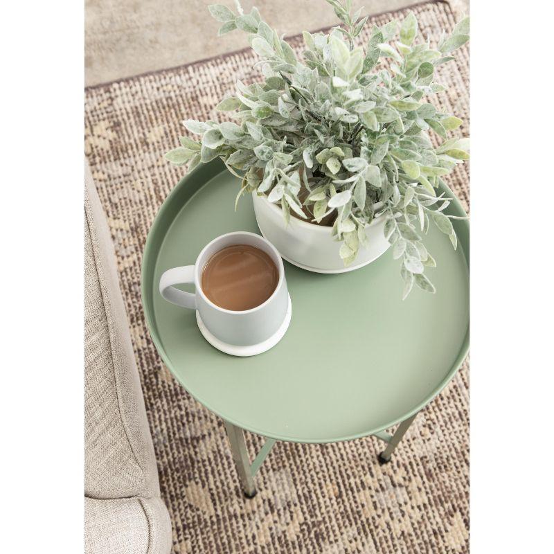 Kate and Laurel Deliah Round Metal Tea Table, 14.25x14.25x25.75, Green
