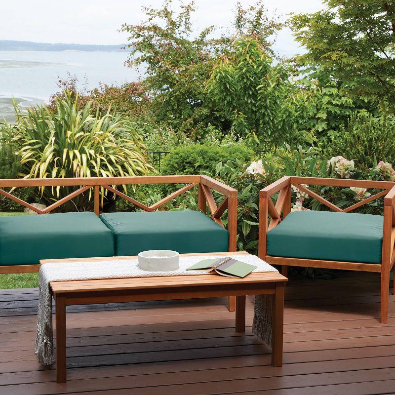 19" x 19" x 3" Ravenna Water-Resistant Patio Seat Cushion Mallard Green - Classic Accessories: Zippered, Polyurethane Foam Filled