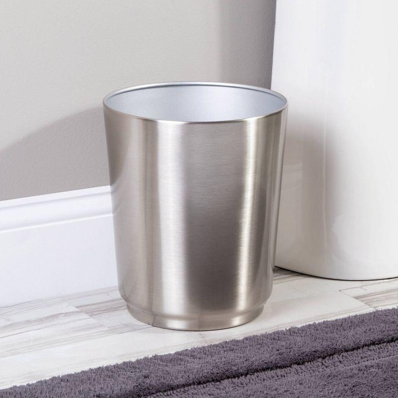 iDESIGN Austin Small Brushed Stainless Steel Wastebasket