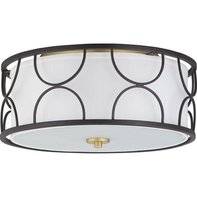 Progress Lighting Landree 3-Light Flush Mount, Black Finish, White Silk Shade
