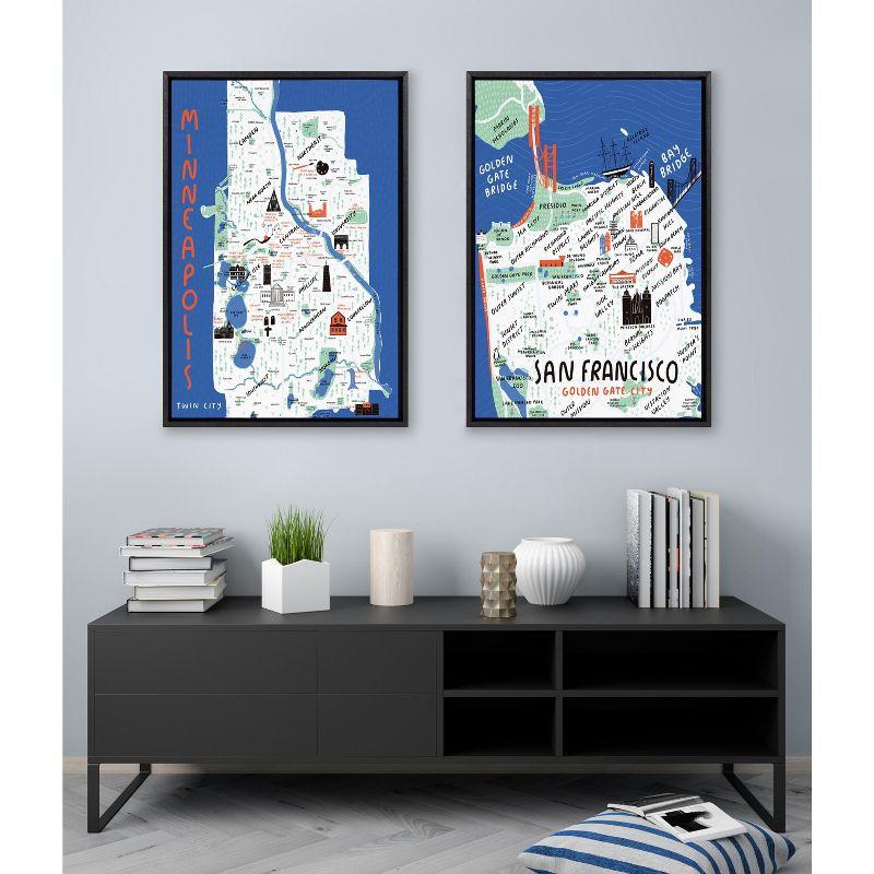 Kate and Laurel Sylvie San Francisco Illustration Framed Canvas by Stacie Bloomfield