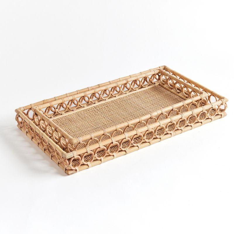 Natural Rattan Rectangular Decorative Trays Set of 2