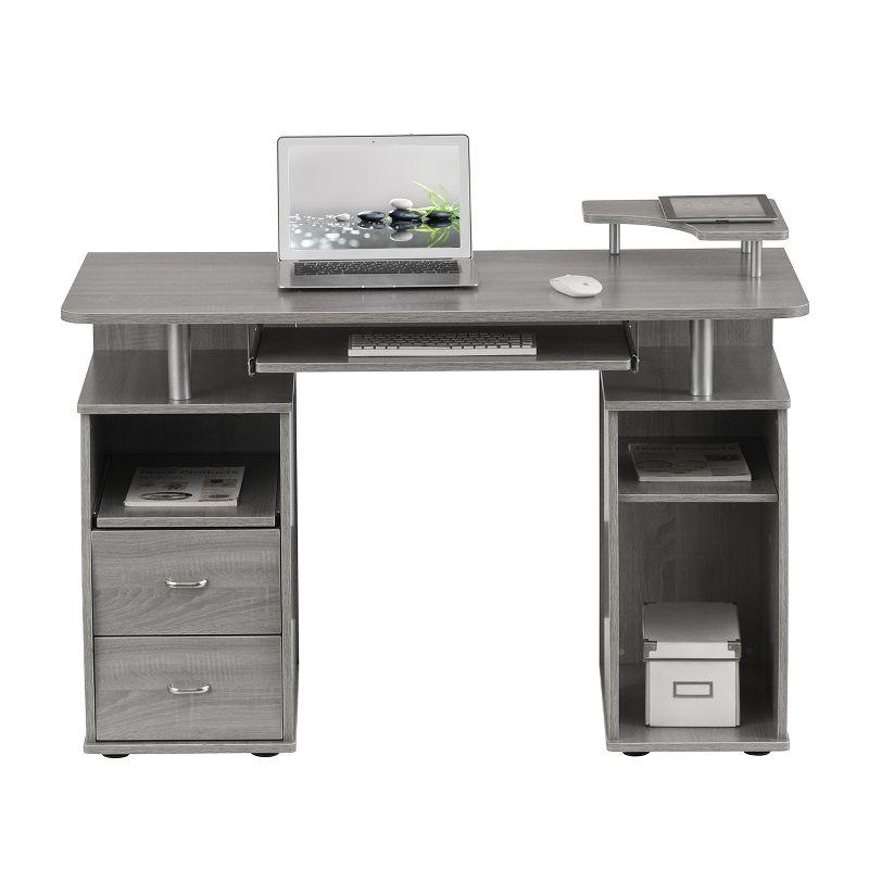 Gray MDF Computer Desk with Drawer and Keyboard Tray