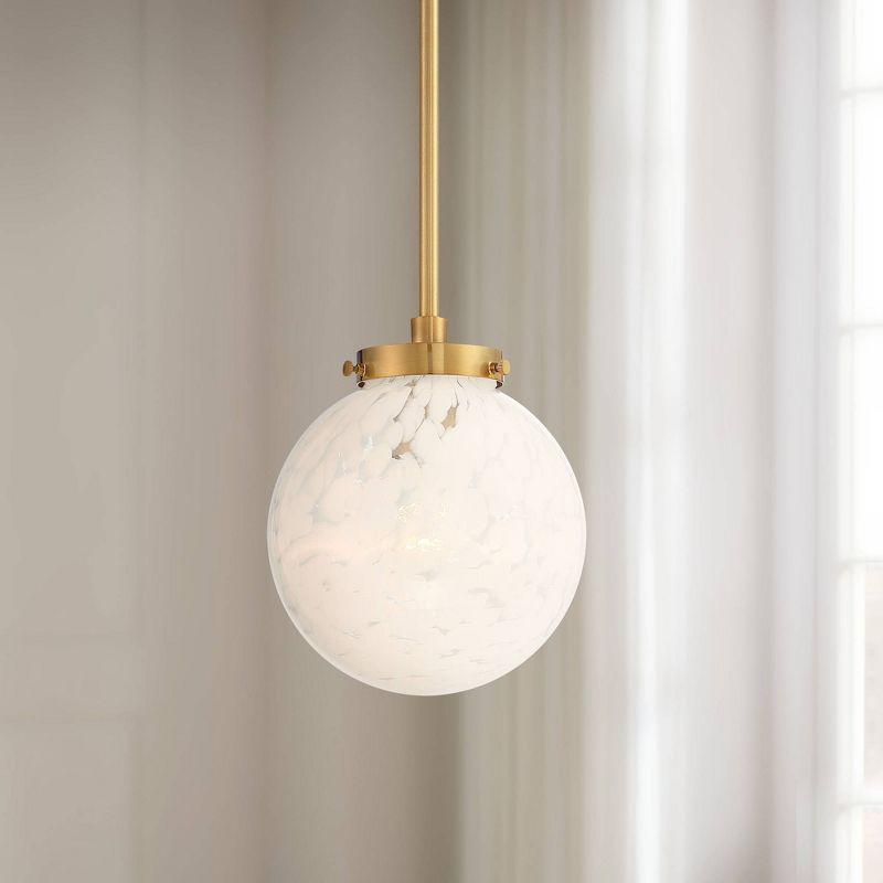 Possini Euro Design Candide Warm Brass Mini Pendant Lighting 7" Wide Mid Century Modern Art Glass Globe Shade for Dining Room House Kitchen Island