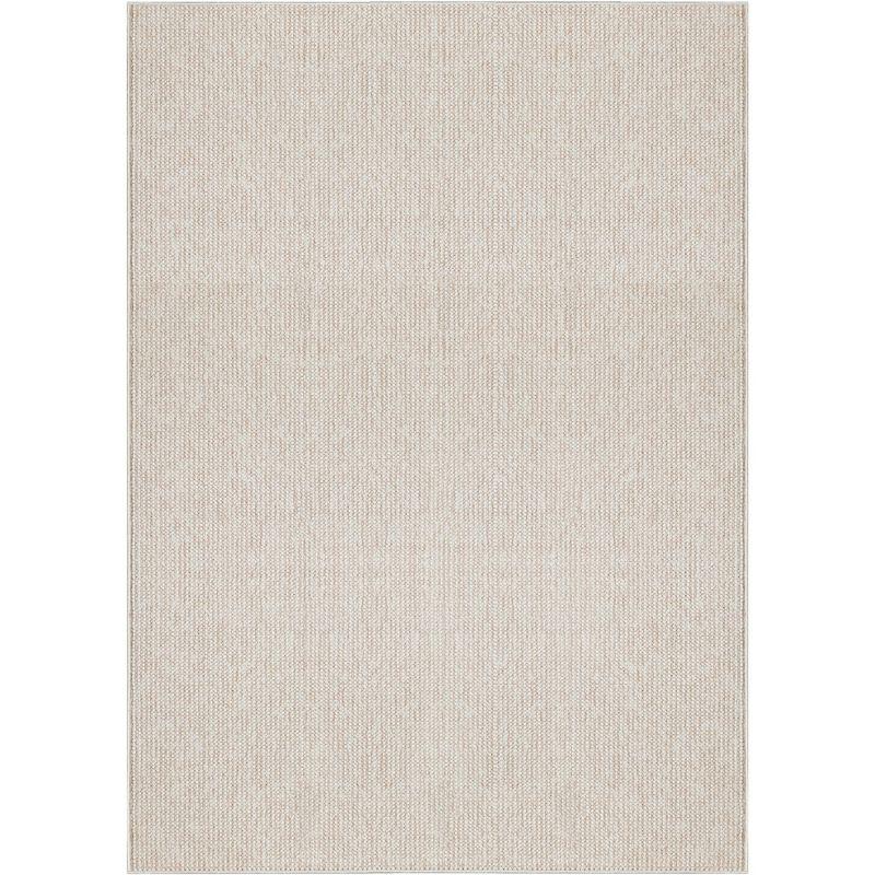 Ivory Beige Rectangular Synthetic Easy Care Area Rug 4' x 6'