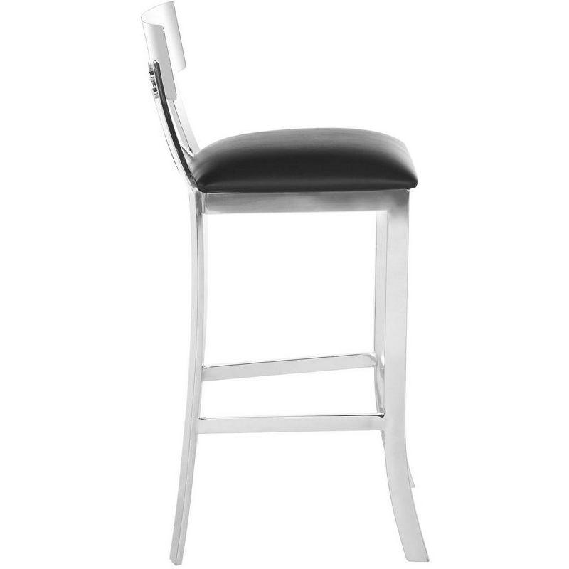 Elegant 39'' Black Leather & Chrome Stainless Steel Bar Stool