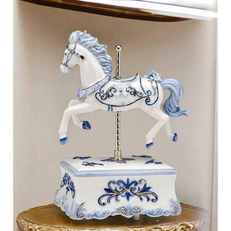 Kevins Gift Shoppe Ceramic Blue Carousel Horse Music Box