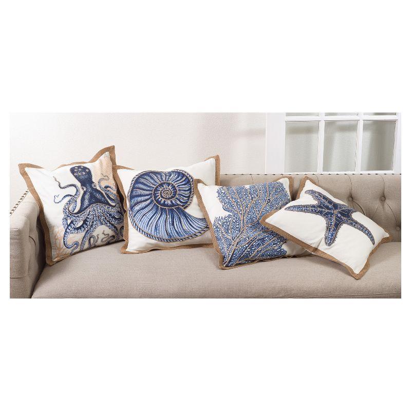 Neptunian Embroidered Cotton Throw Pillow