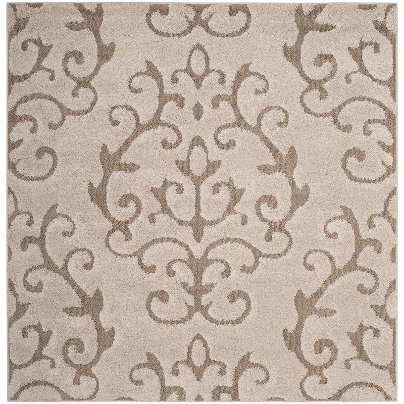 Florida Shag SG470 Power Loomed Indoor Area Rug - Cream/Beige - 5'x5' Square - Safavieh