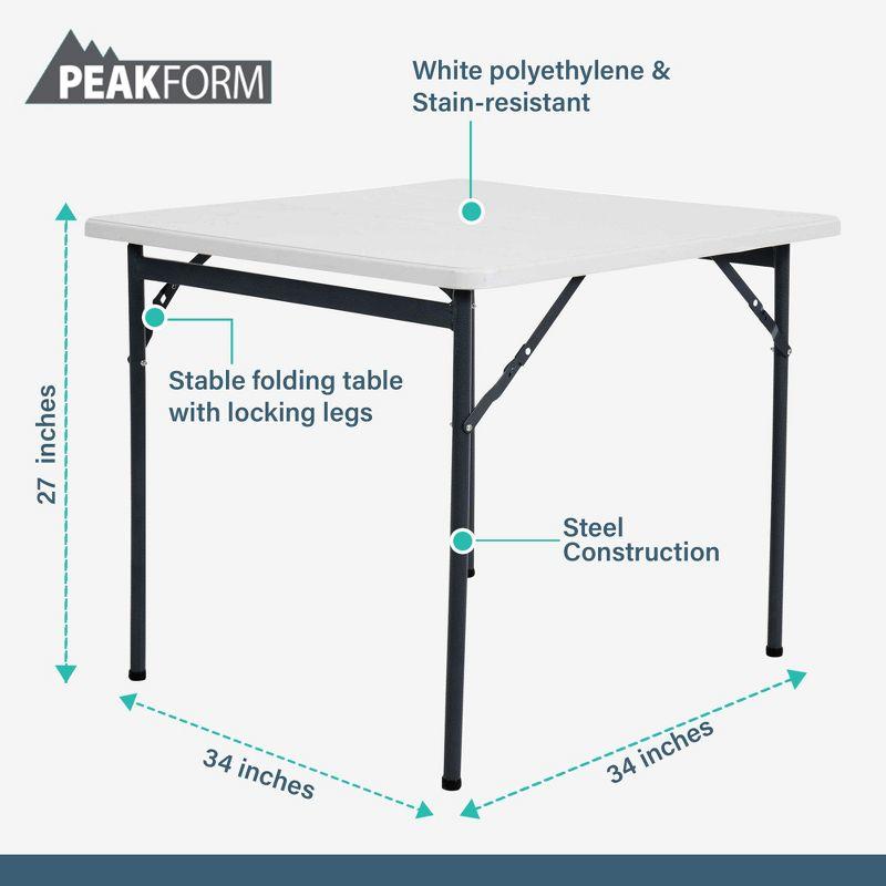 Peakform White 34-Inch Folding Banquet Table with Steel Frame